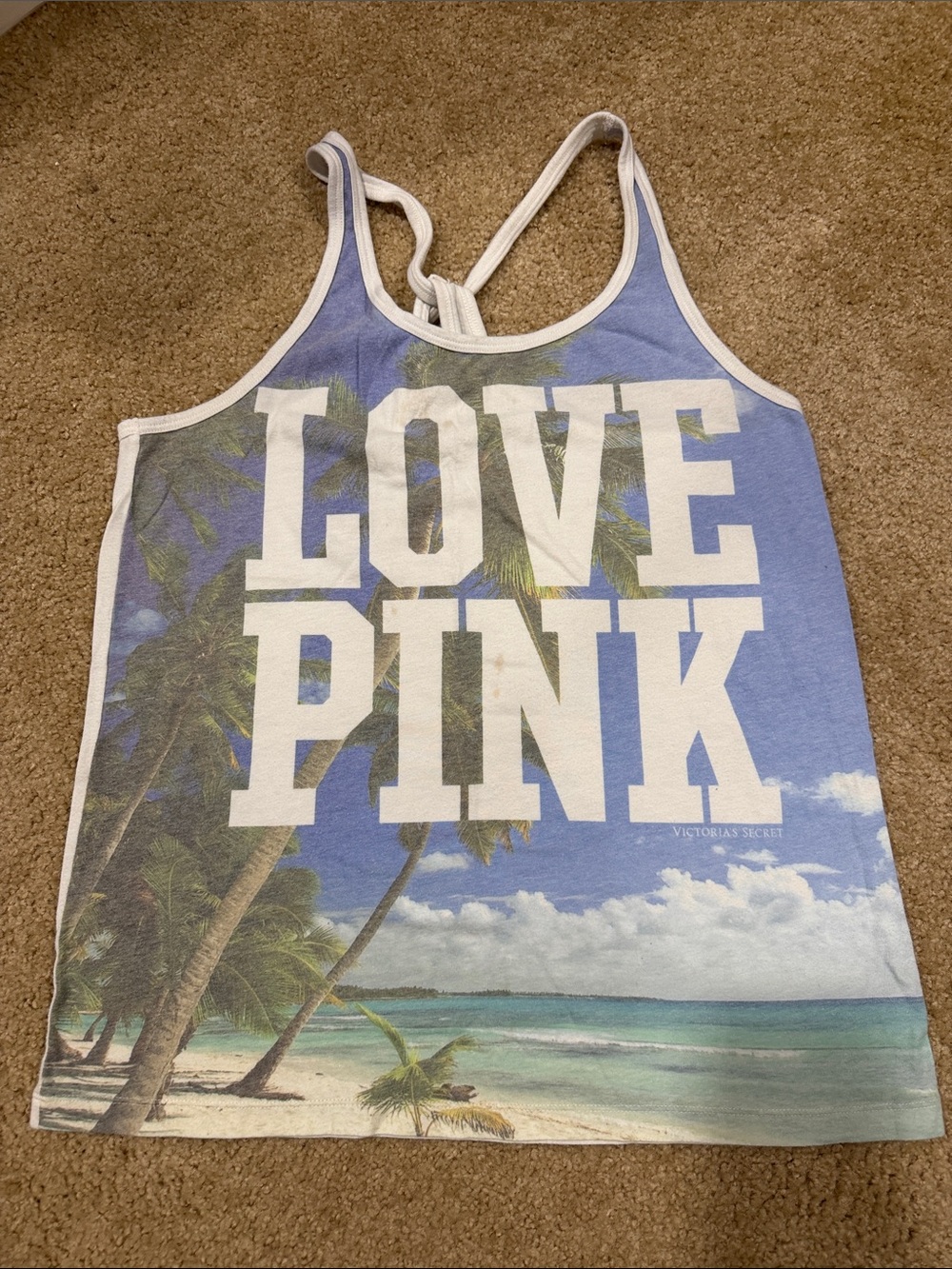 PINK Victoria's Secret White Tank with Navy Logo
